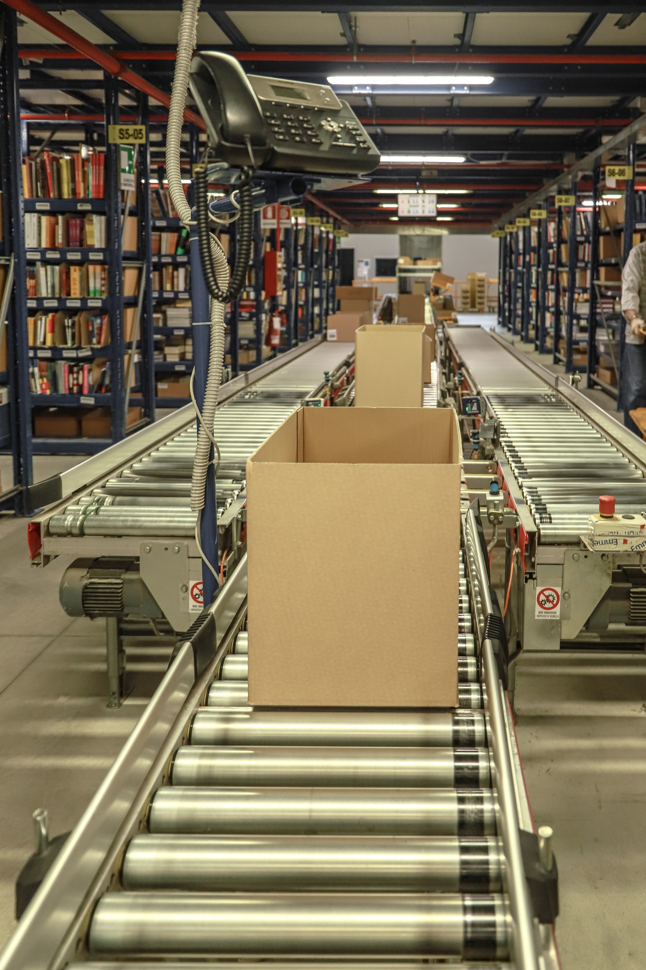 logistics warehouse - package transport line - box transport